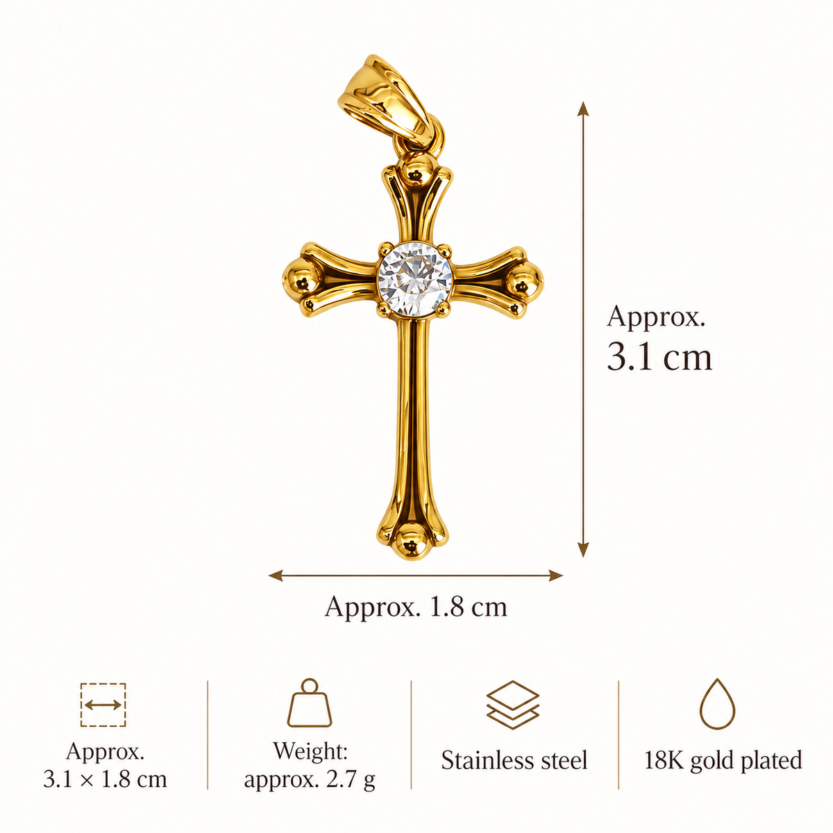 Crystal Cross Charm