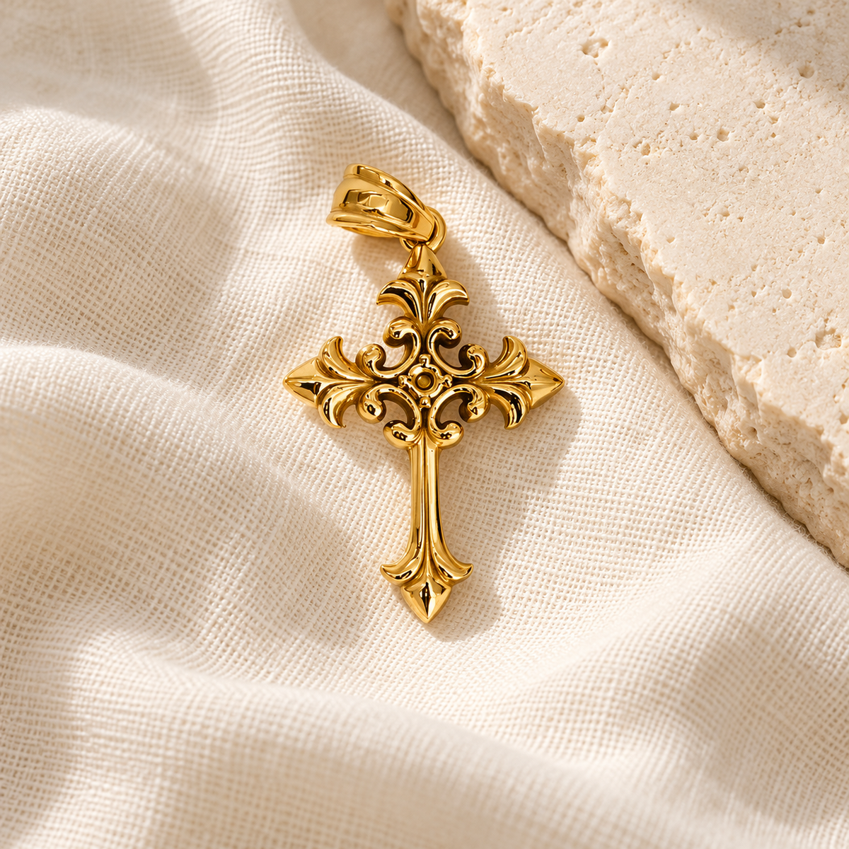 Gold Filigree Cross Charm