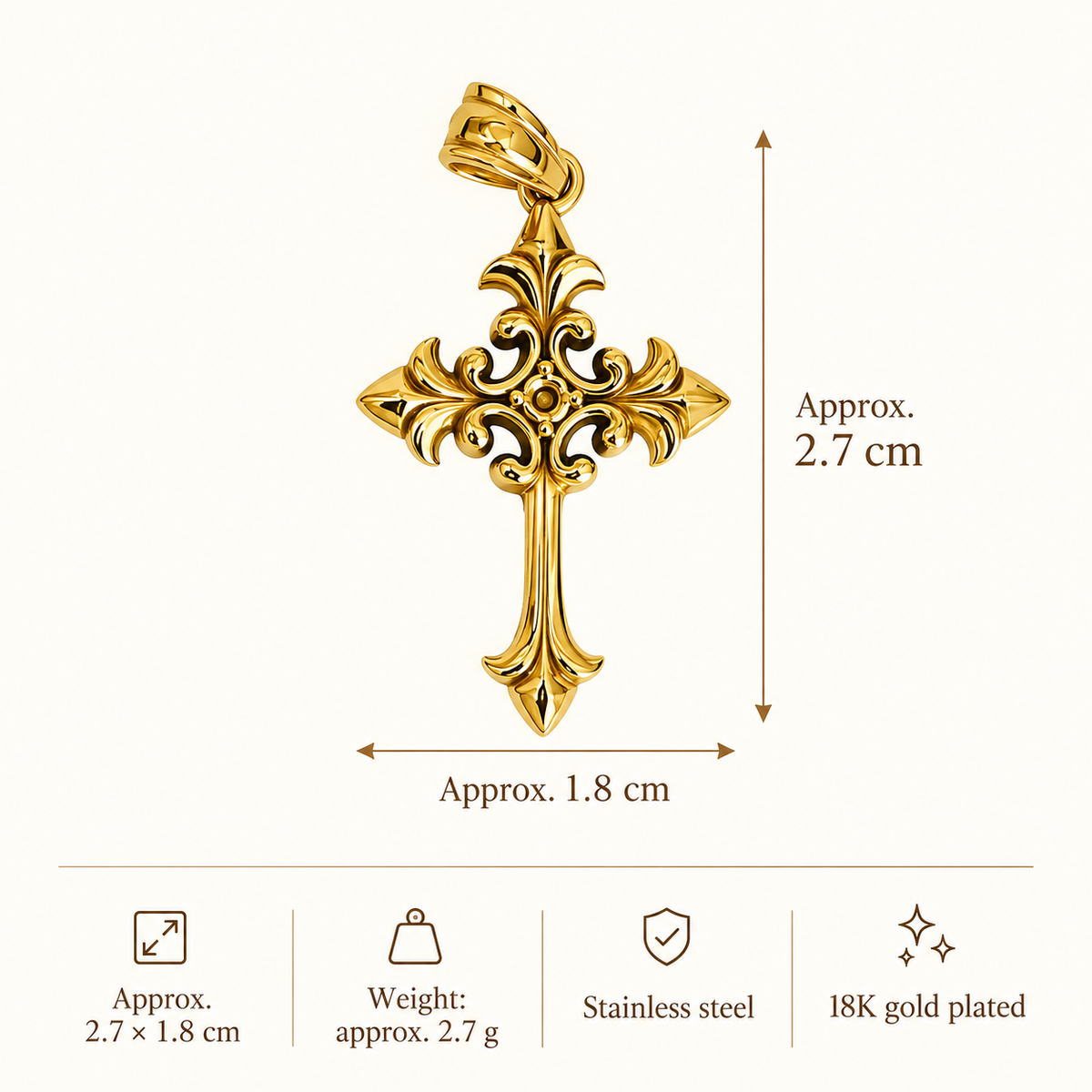 Gold Filigree Cross Charm