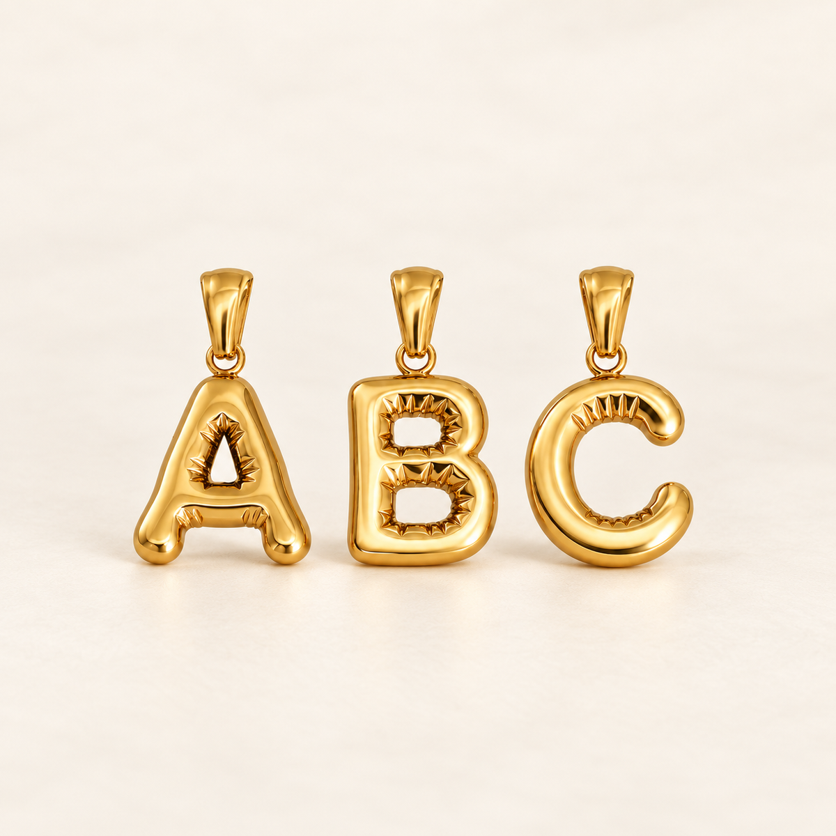 Gold Puffy Initial Charm