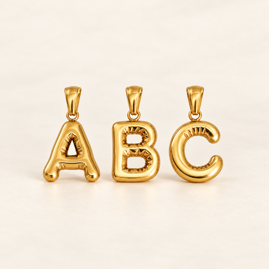 Gold Puffy Initial Charm