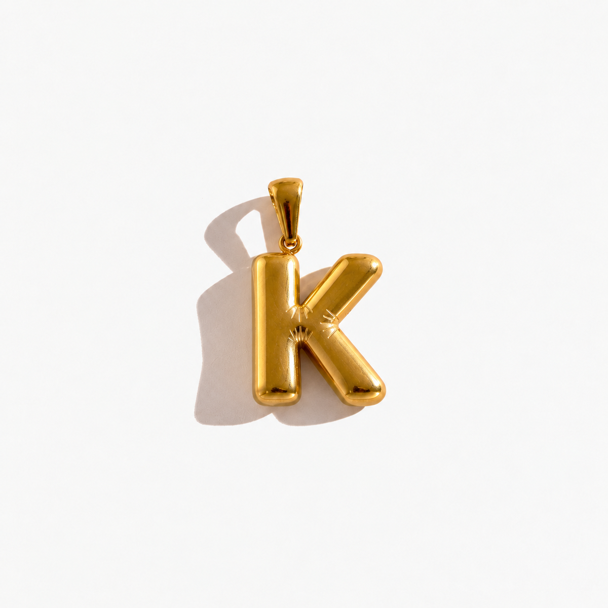 Gold Puffy Initial Charm