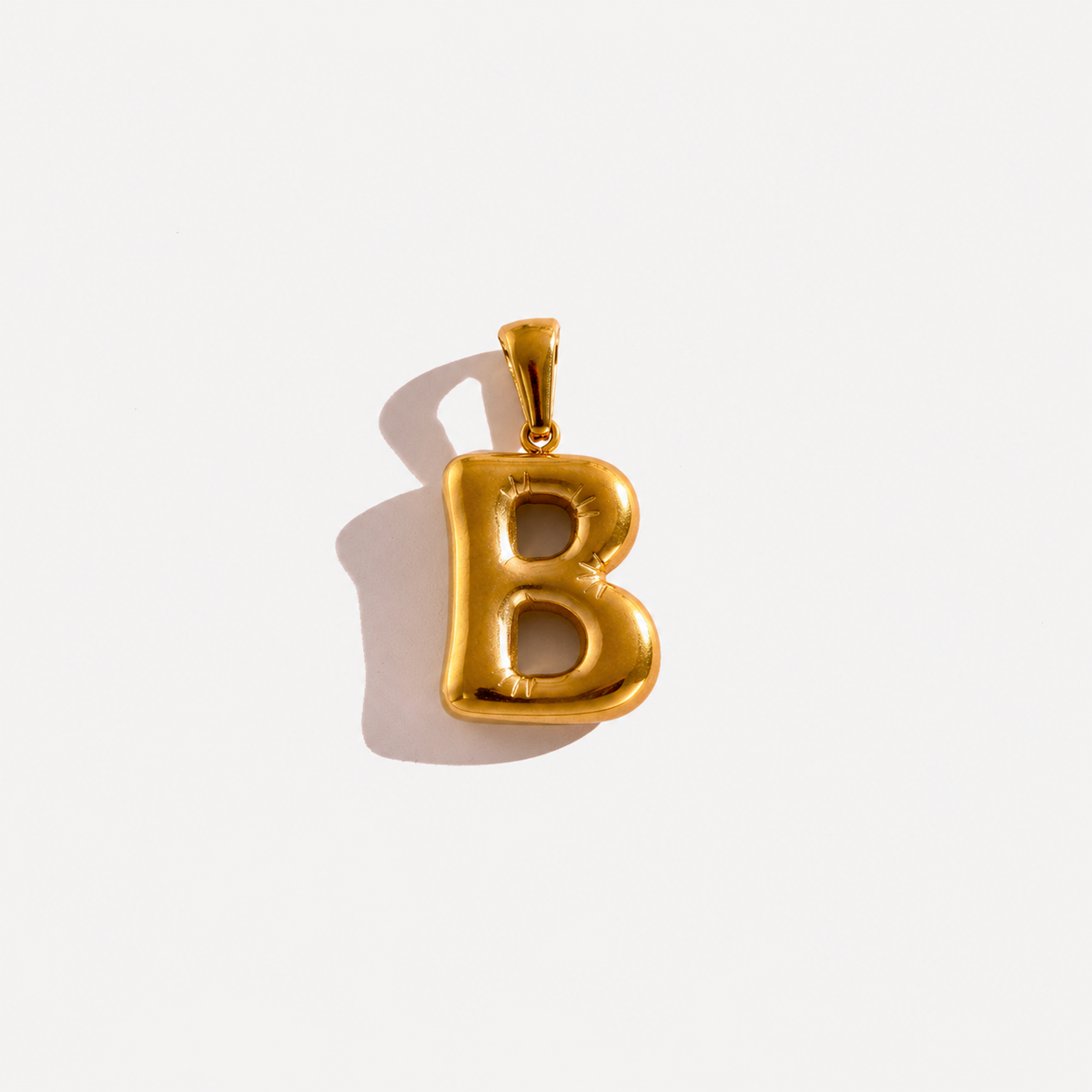 Gold Puffy Initial Charm