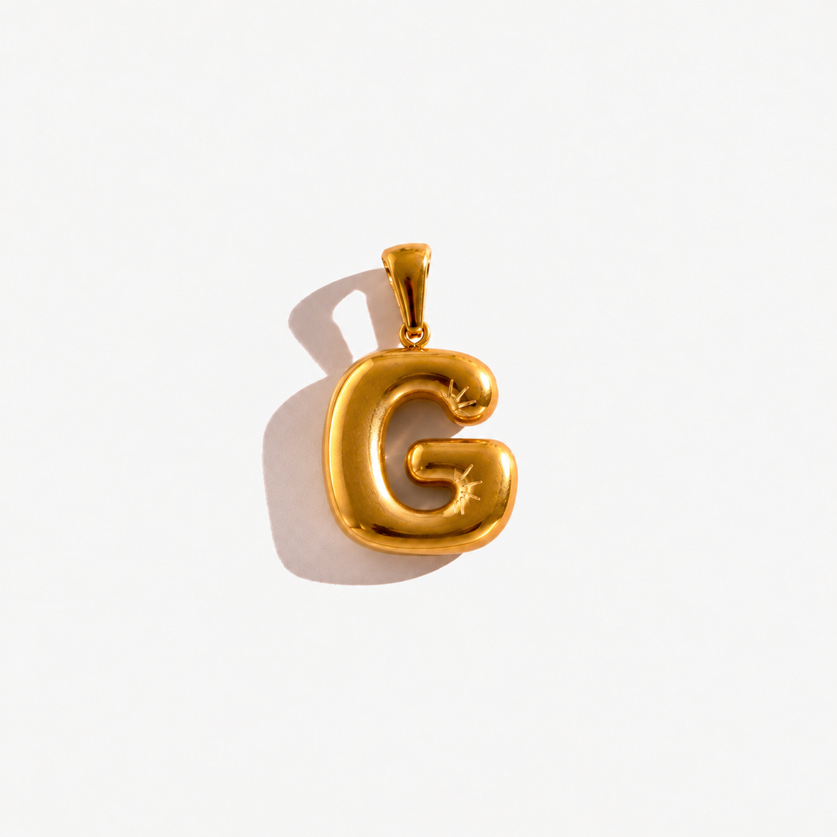 Gold Puffy Initial Charm