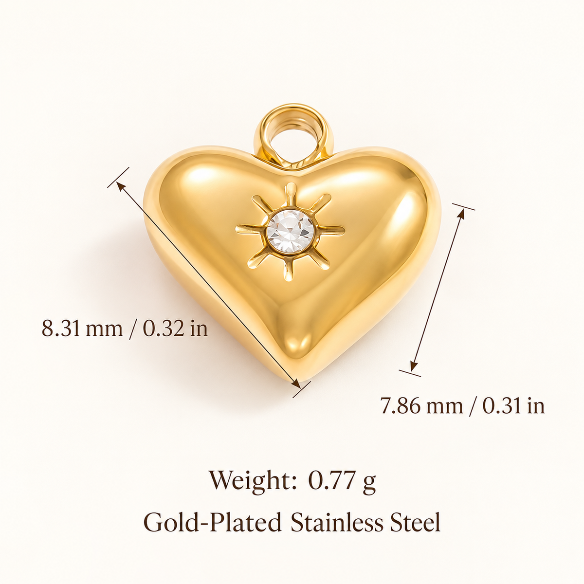 Mini Starburst Heart Charm