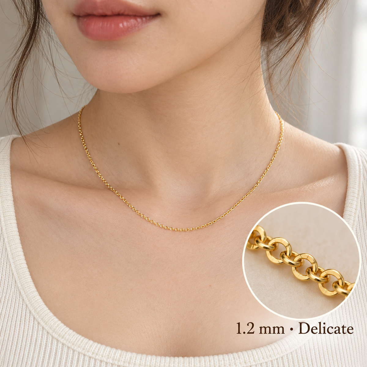 Delicate Flat O-Link Chain — 1.2 mm