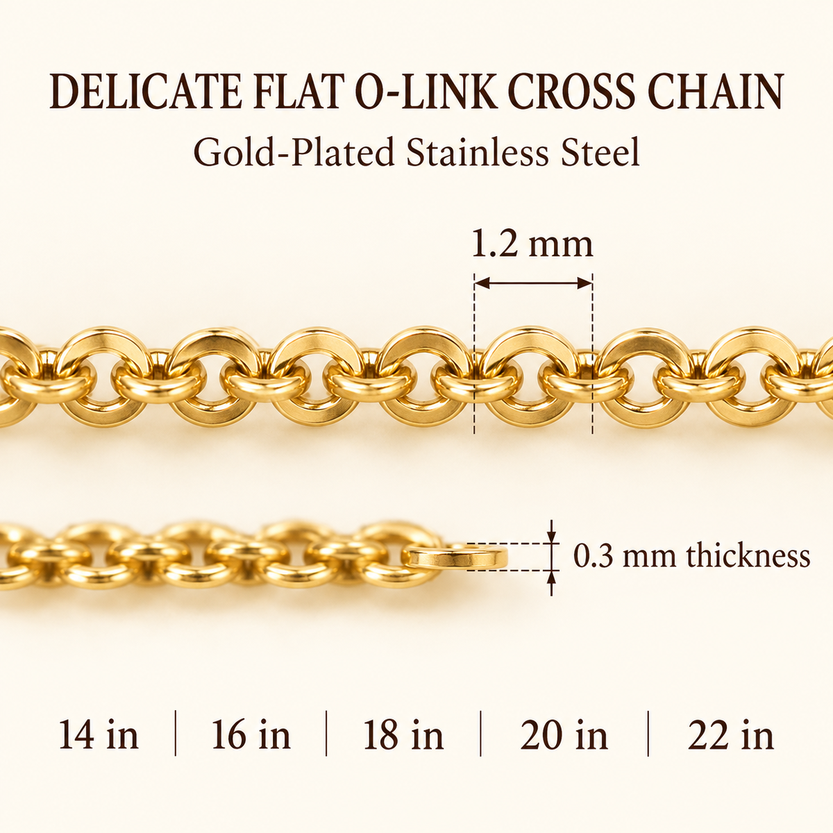 Delicate Flat O-Link Chain — 1.2 mm