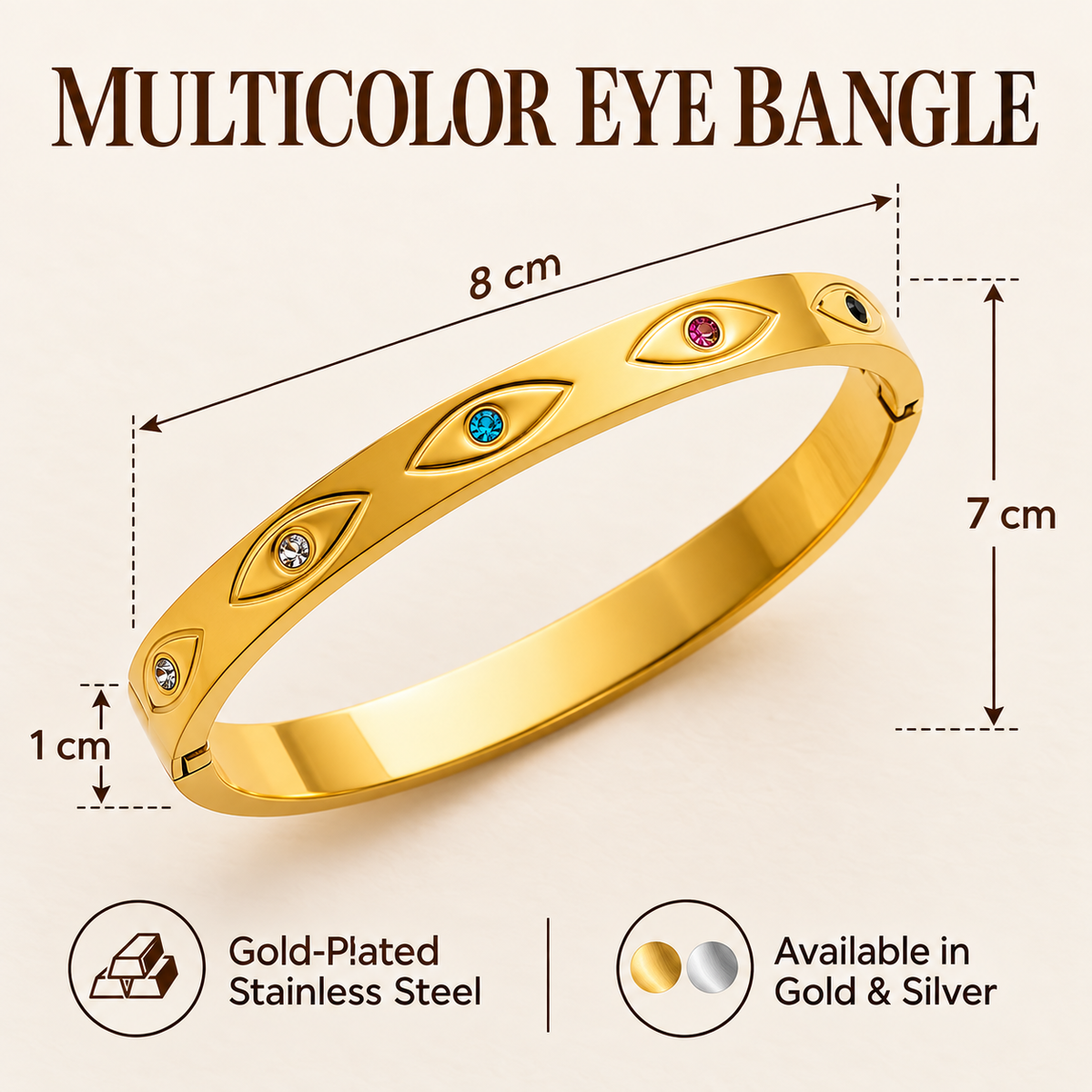 Multicolor Crystal Eye Bangle