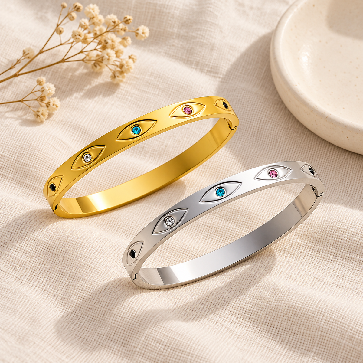 Multicolor Crystal Eye Bangle
