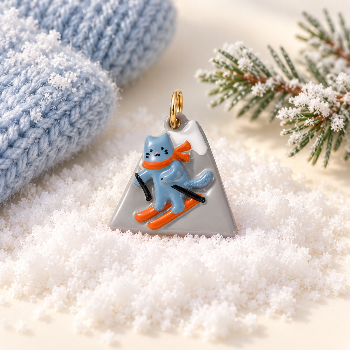 Skiing Cat Charm