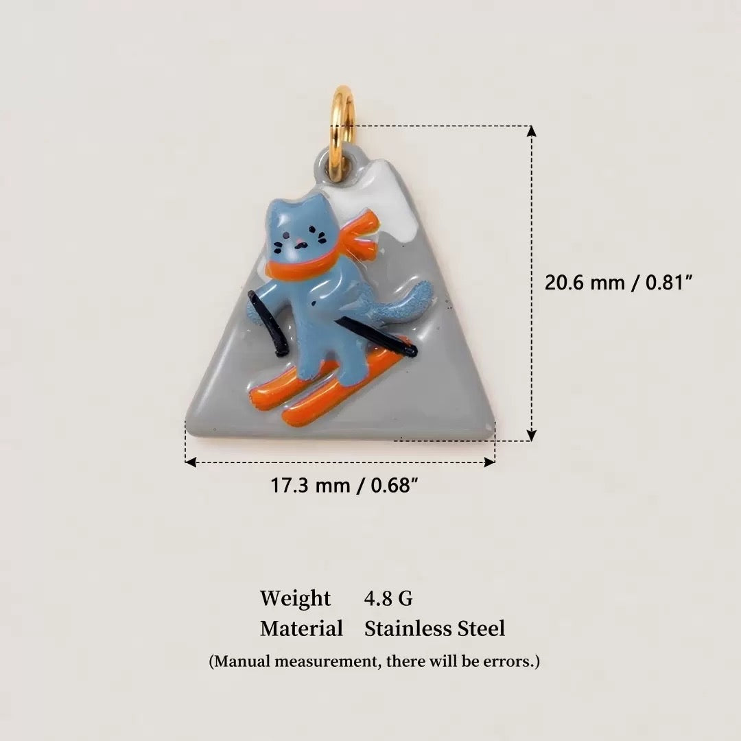 Skiing Cat Charm