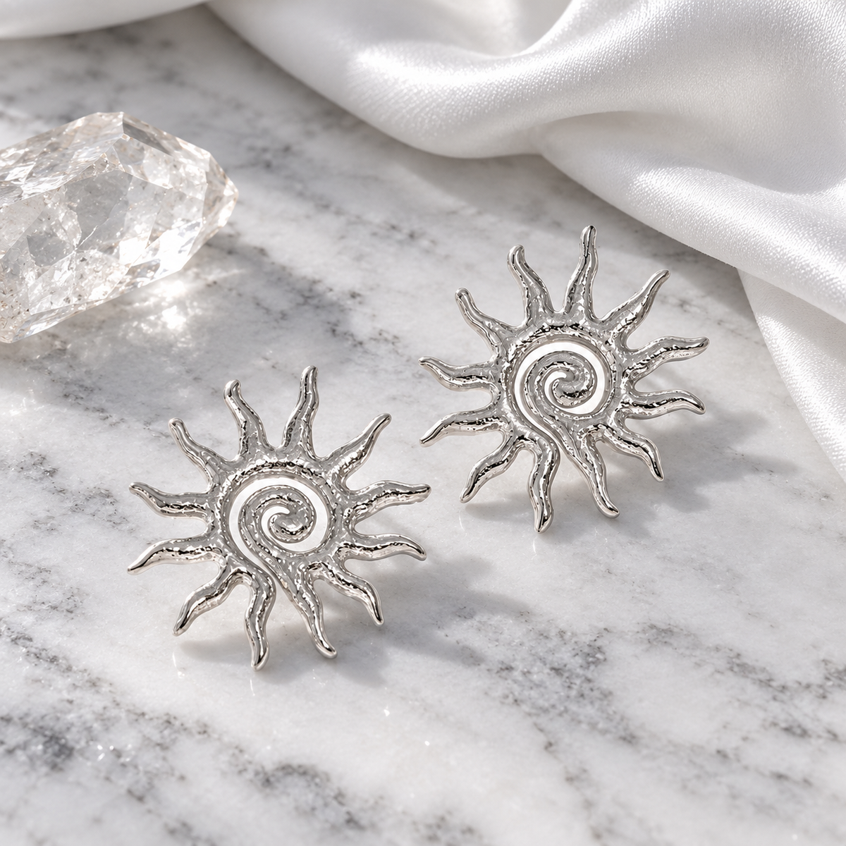 Spiral Sun Statement Earrings