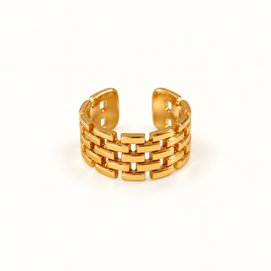 Golden Weave Statement Ring