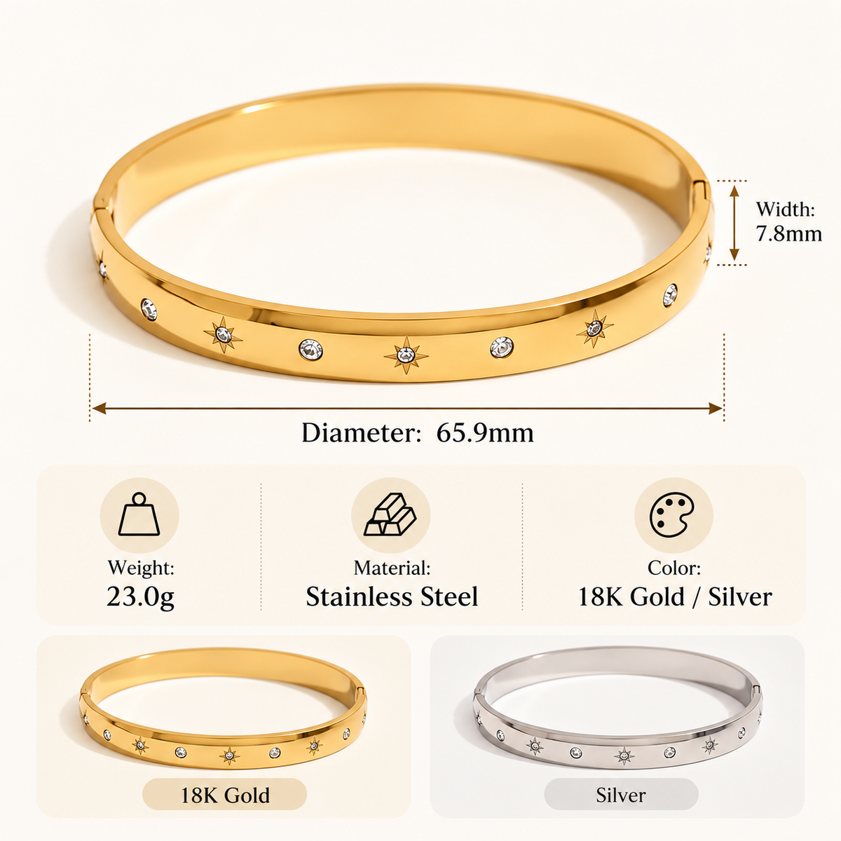 Starry Crystal Bangle
