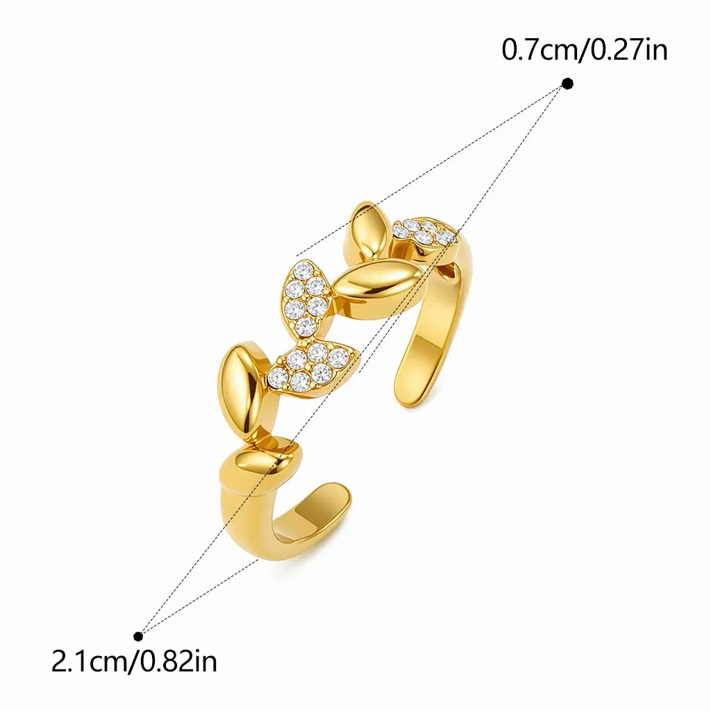 Crystal Leaf Open Ring