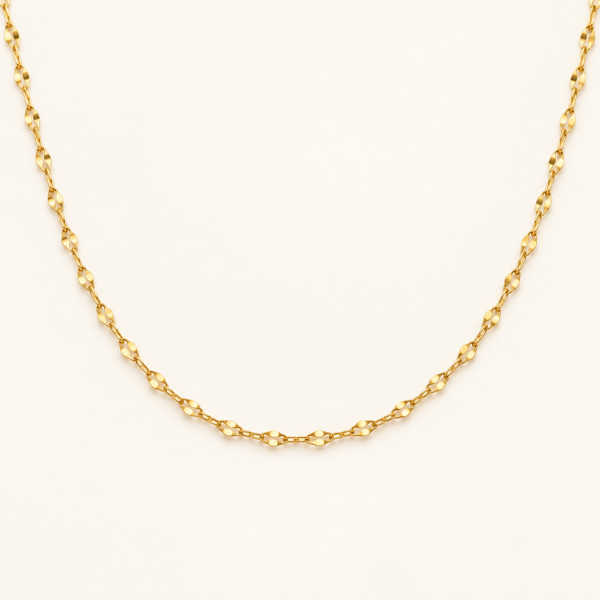 Golden Faceted Link Chain Necklace