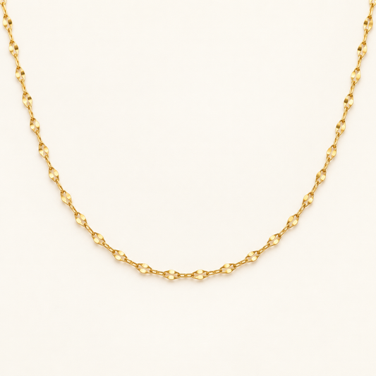 Golden Faceted Link Chain Necklace