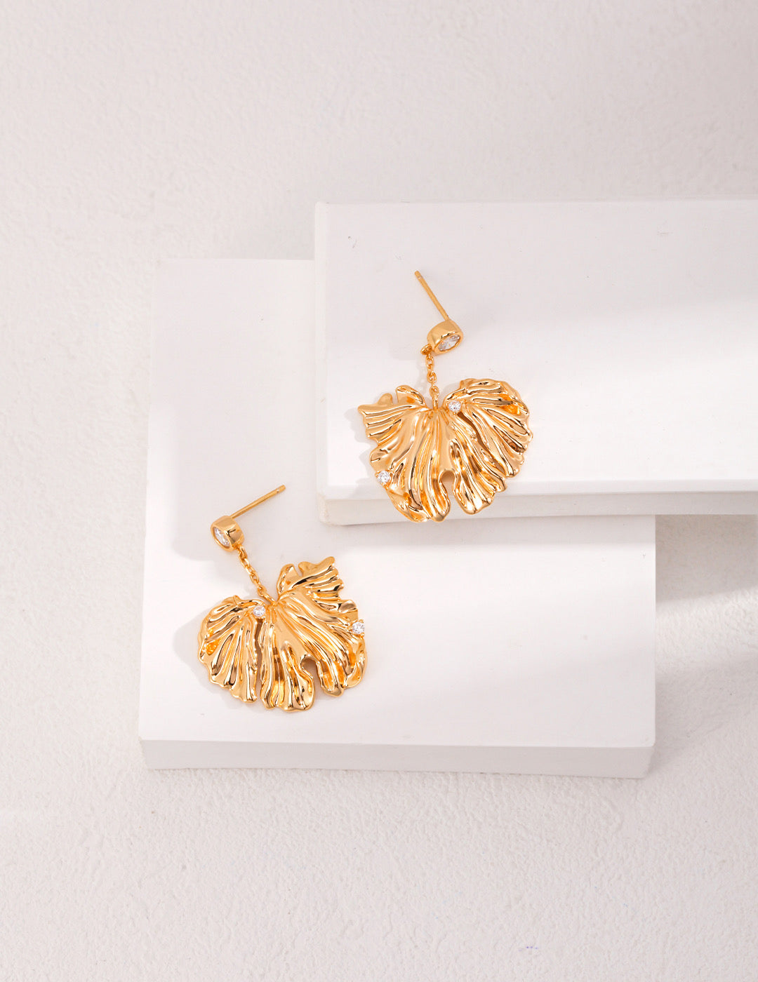 GOLDEN LEAVES SILVER EARRINGS